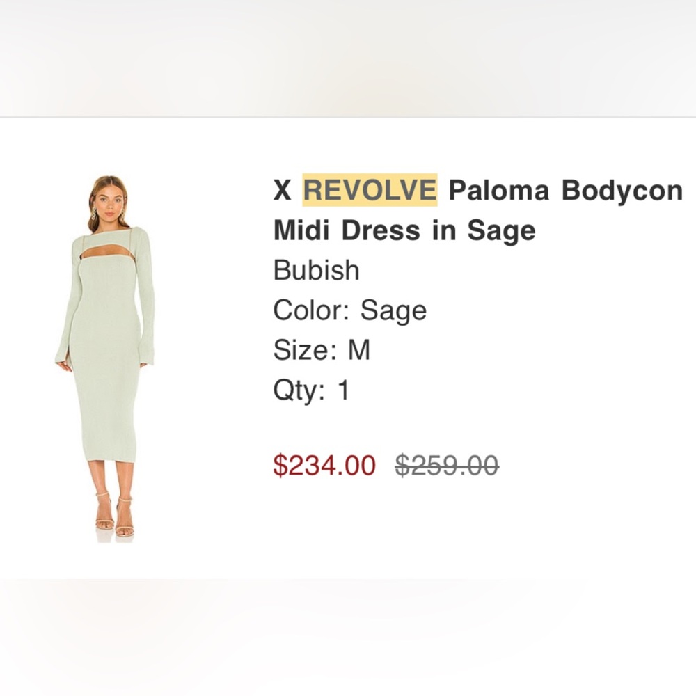 X REVOLVE Paloma Bodycon
Midi Dress in Sage